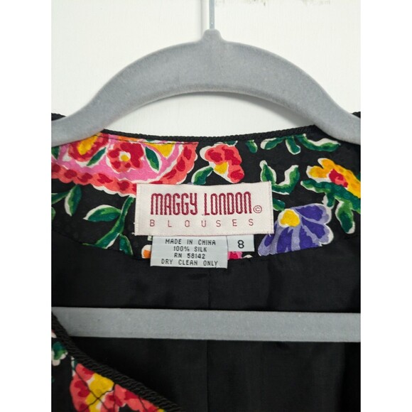 Maggy London Paisley Print Quilted SILK Jacket Size 8 Vintage - Picture 2 of 6